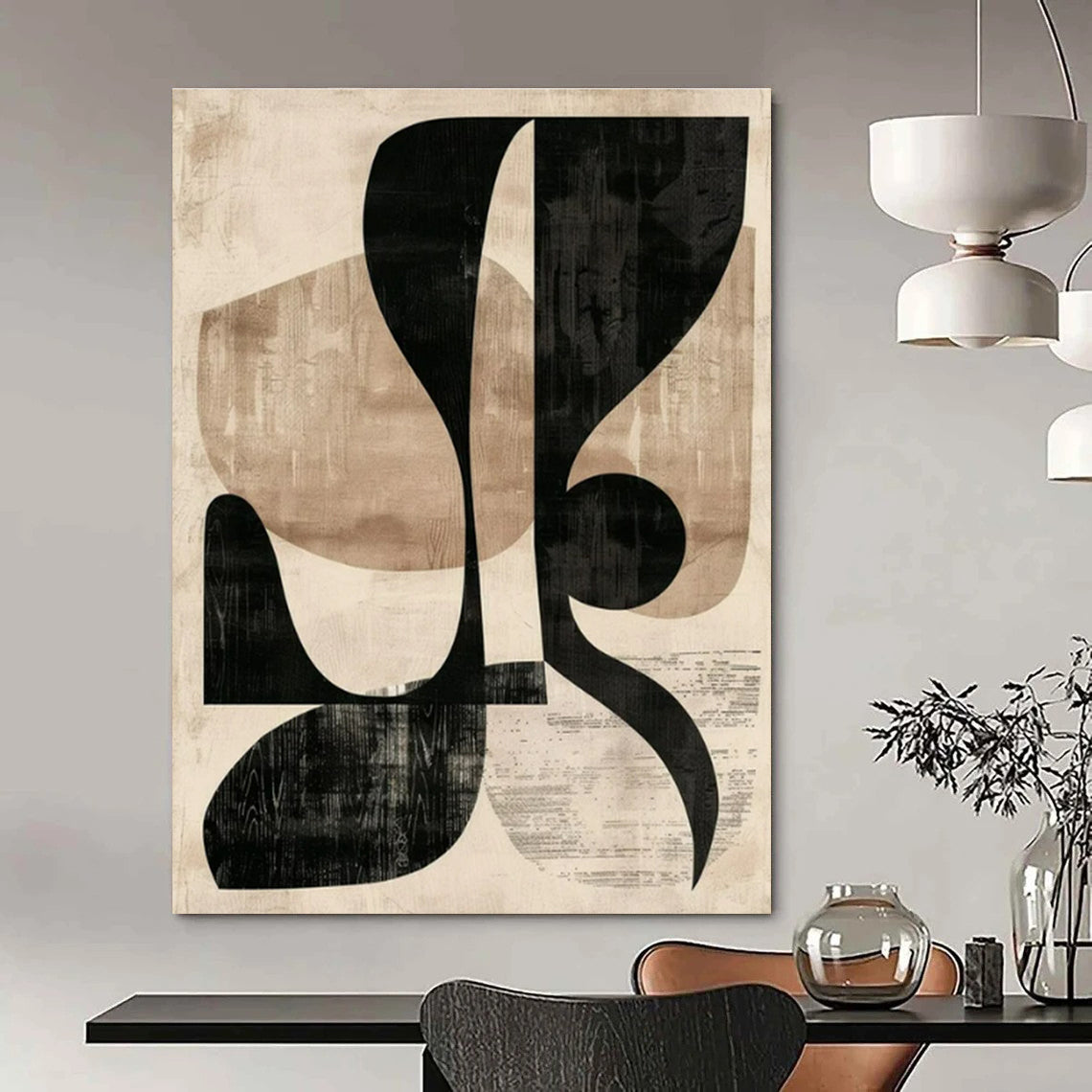 Oversized Custom Hand-Painted Abstract Mural for Office & Hotel Conference Rooms