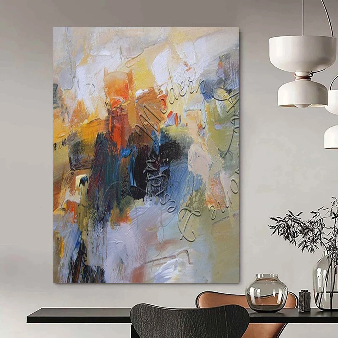 Giant Contemporary Abstract Painting for Wine Tasting Room Interiors