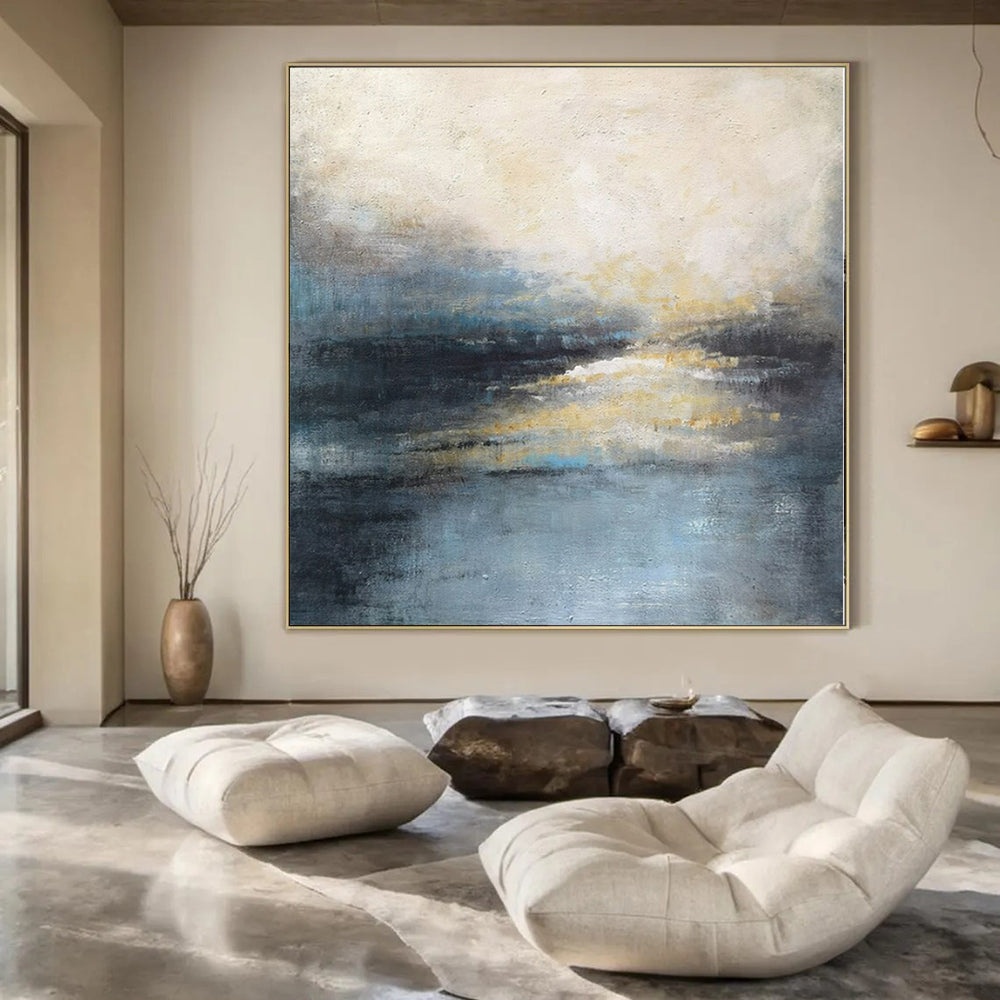 Hand-Painted Grand-Scale Abstract Canvas for Dining Room Feature Walls