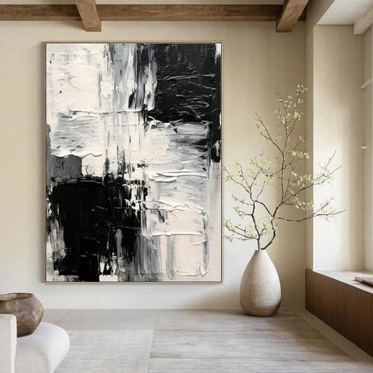 Art Deco Glamour Hand-Painted Abstract Canvas for Luxurious Bedrooms