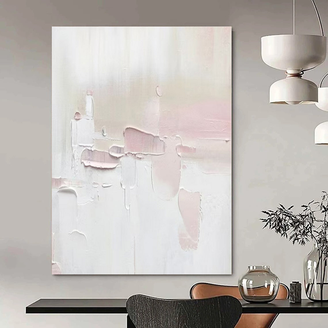Oversized Custom Hand-Painted Abstract Canvas for Dining Room and Hotel Lobby Lounge