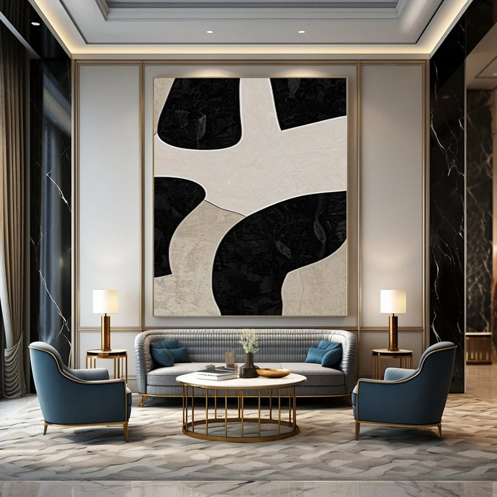 Extra-Huge Hand-Painted Modern Abstract Canvas for Family Home Indoor Pools