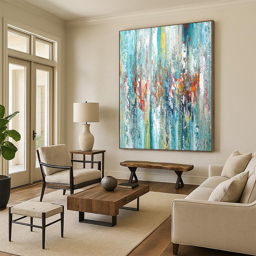 Large Custom Abstract Art for Bathroom Shower Alcove Walls