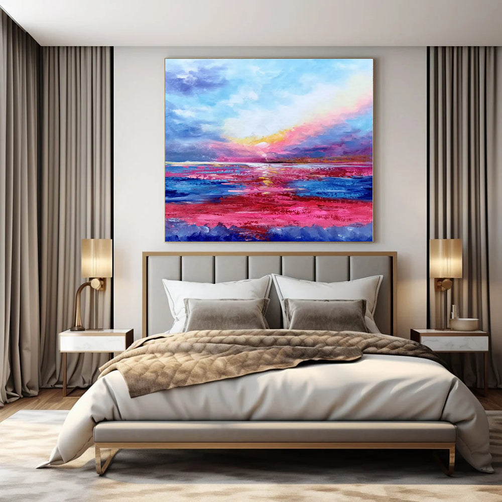 Large Hand-Painted Bespoke Abstract Wall Art for Office Maintenance Rooms