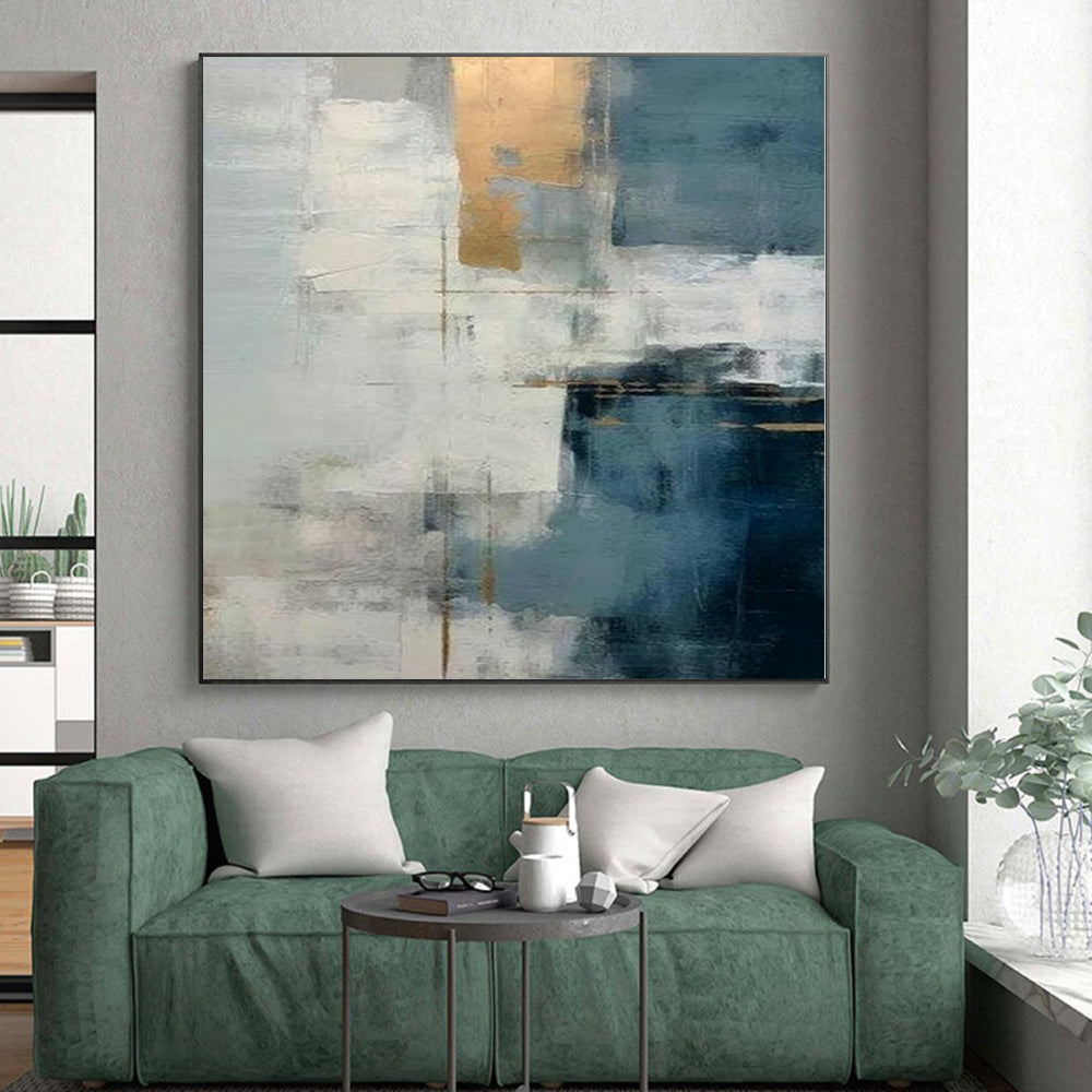 Immense Hand-Painted Abstract Canvas for Dining Room Banquet Walls