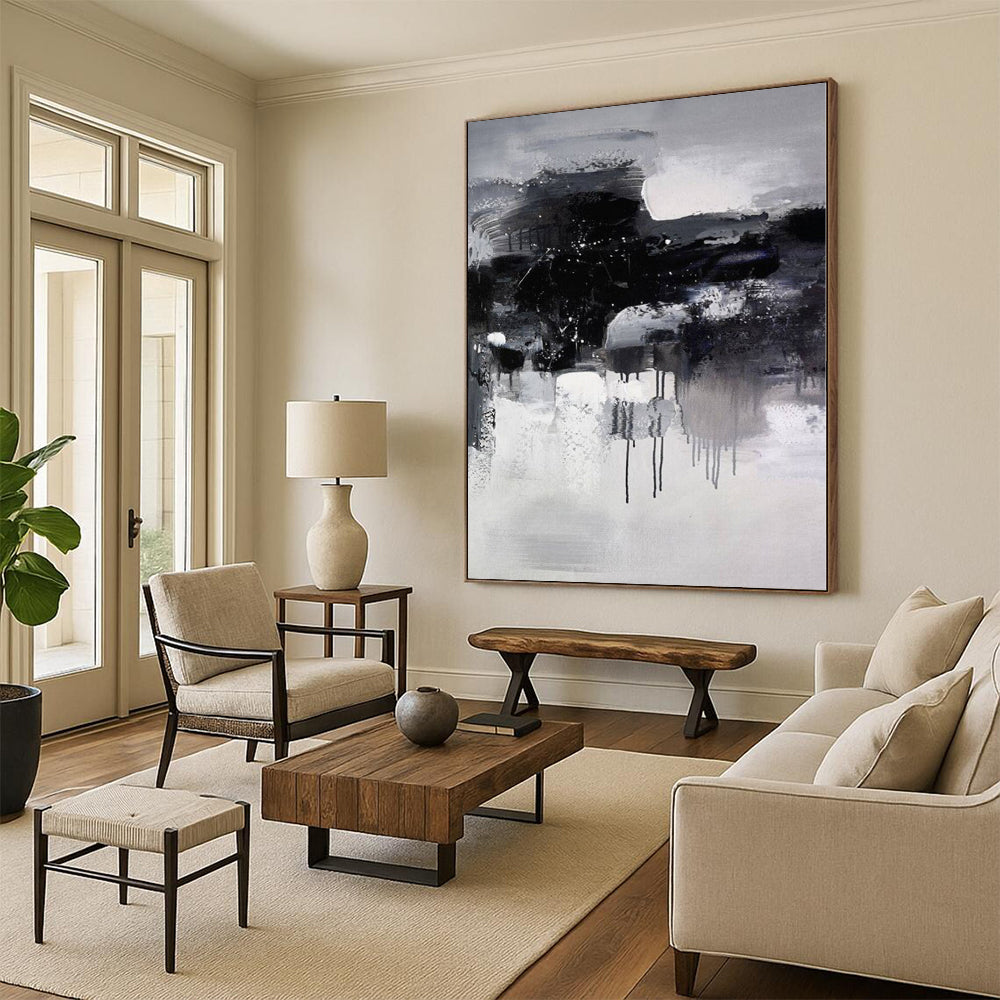 Huge Custom Abstract Painting for Home Library Bookshelf Wall