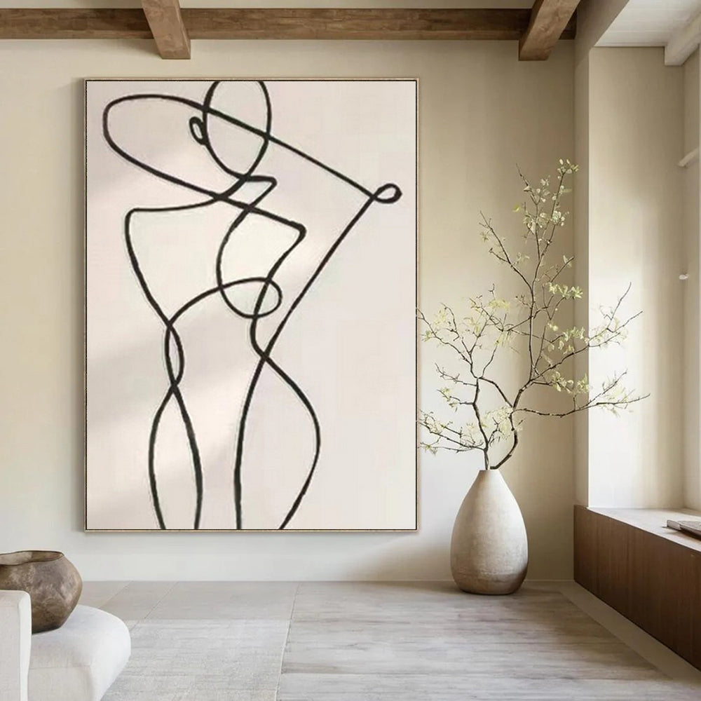 Grand Hand-Painted Abstract Canvas for Living Room Two-Story Walls