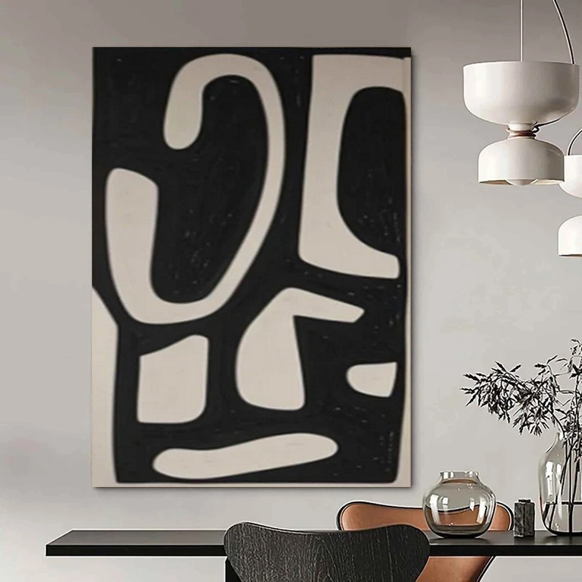 Oversized Hand-Painted Modern Abstract Mural for Family Home Playrooms