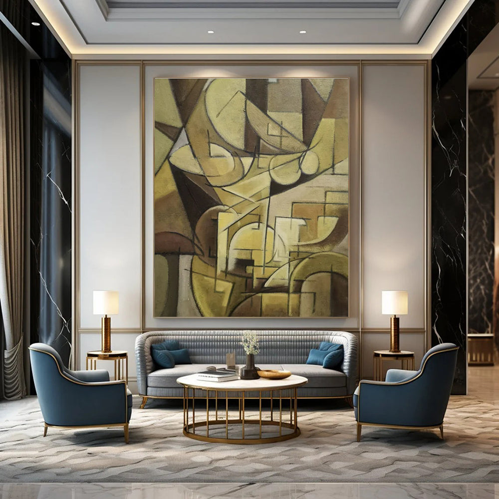 Custom Hand-Painted Abstract Canvas for Bar & Hotel Reception Areas