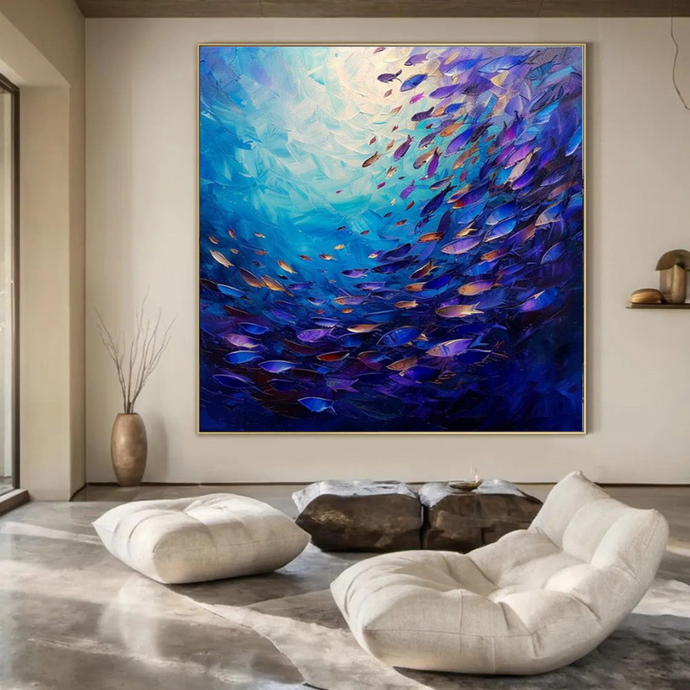 Gigantic Hand-Painted Modern Abstract Art for Family Home Library Reading Nooks
