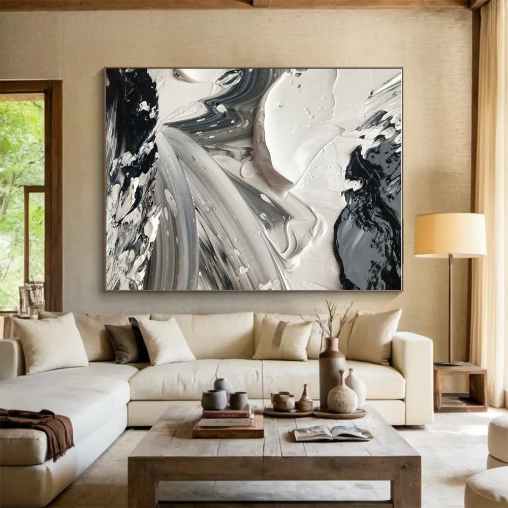 Oversized Hand-Painted Abstract Canvas for Home Music Studio Recording Booth Wall