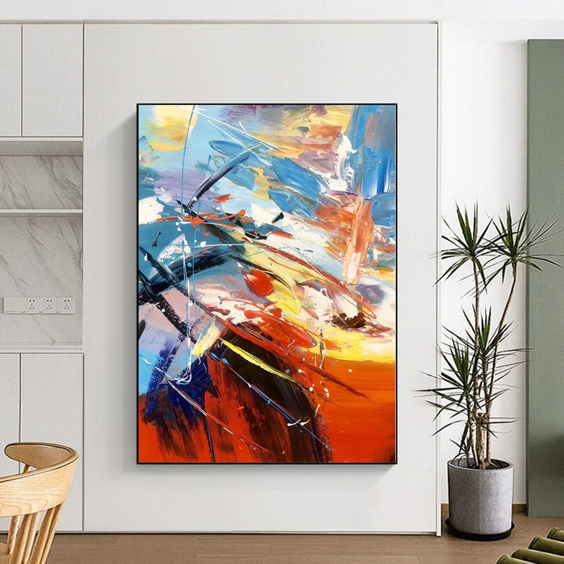 Immense Hand-Painted Abstract Art for Home Gym Equipment and Mirror Walls