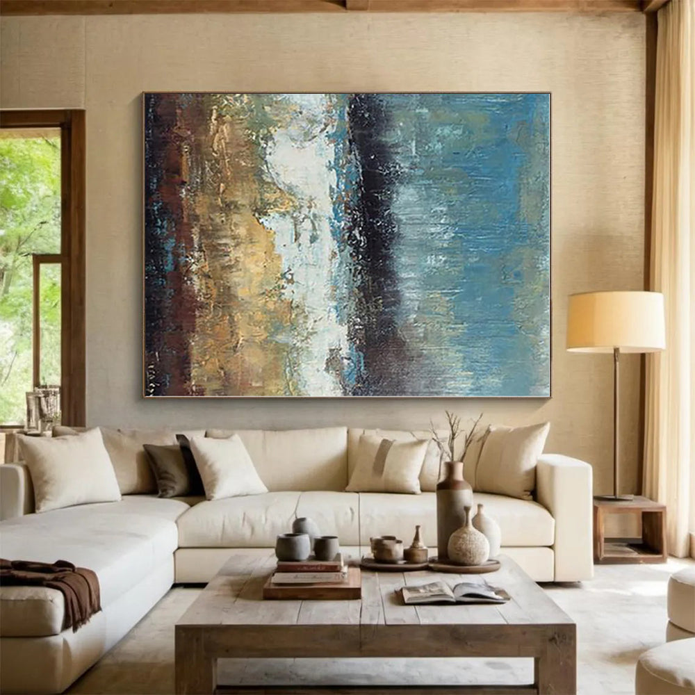 Super-Sized Bespoke Abstract Painting for Home Wine Cellar Barrel Racking Wall