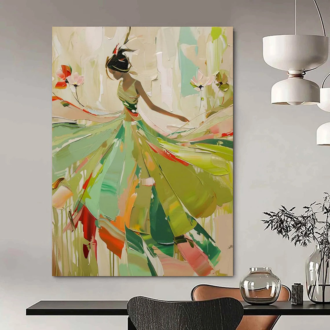 Aetherial Whispers: Hand - Painted Custom Abstract Canvas for Living Room and Bar DTP082