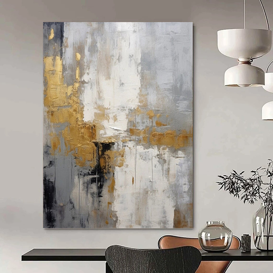 Large - Format Custom - Painted Textured Canvas Abstract for Dining Room & Bar DKH1062