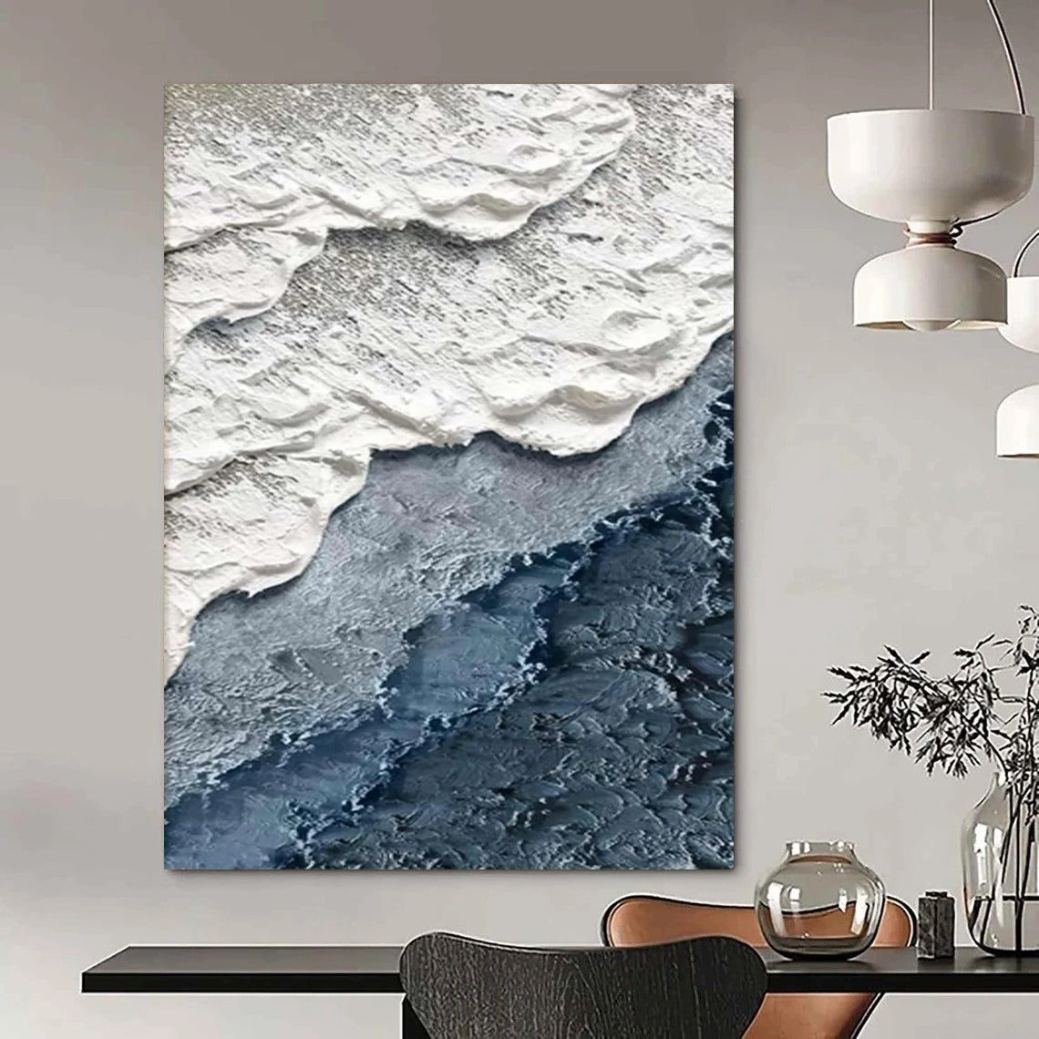 Hand-Painted Large Custom Abstract Paintings: Textured Styles for Dining Room & Bar DTP325