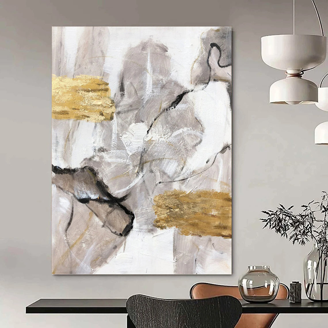 Regal Hand - Painted Textured Abstract Art for Hotel & Entryway DKH1301