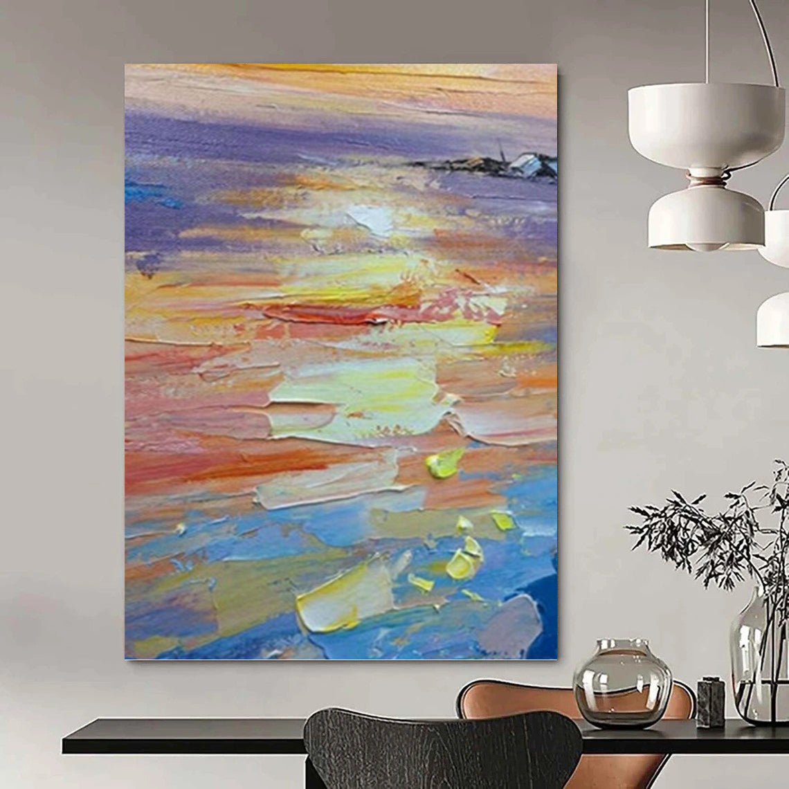 Oversized Hand - Rendered Custom Textured Canvas Abstract for Living Room & Bedroom DKH1040