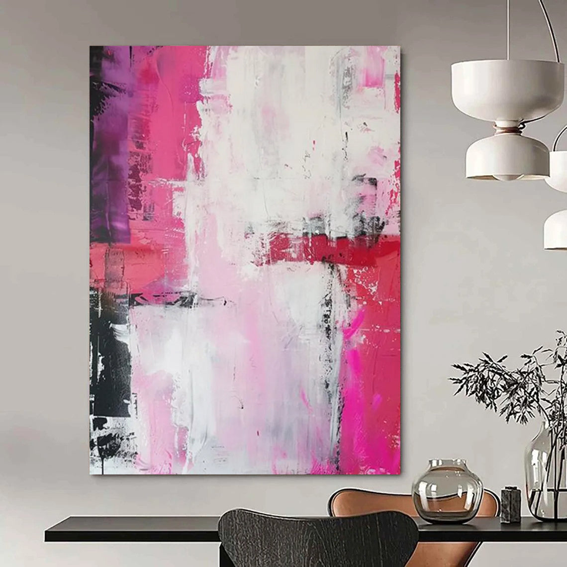 Earthen Veins: Grand Hand - Painted Custom Abstract Work for Entryway and Hotel DTP114