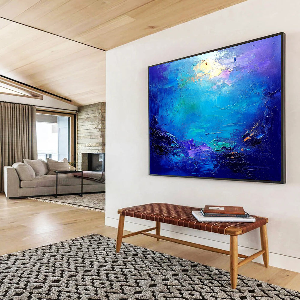 “Vibrant Ocean Swirl” - Blue, Purple, Green, Abstract Sea - Oil Painting HB1477