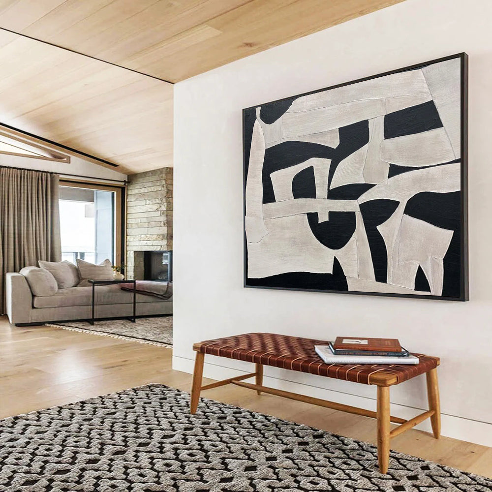 Black - and - White Collage Art Abstract Painting - Creative Accent for Personal Study DLZ093