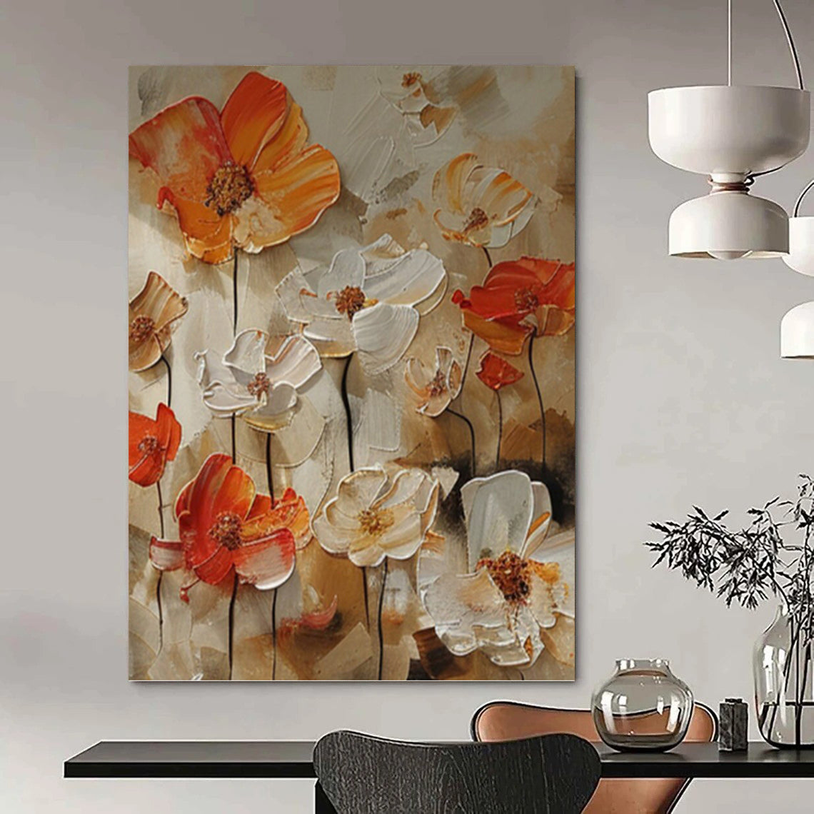 Energetic Hand - Painted Textured Abstract on Canvas for Office & Bedroom DKH1399