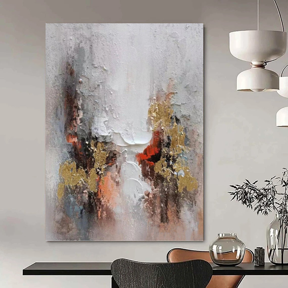 Designer - Driven Style: Hand - Crafted Textured Canvas Painting for Dining Room & Hallway DKH1168