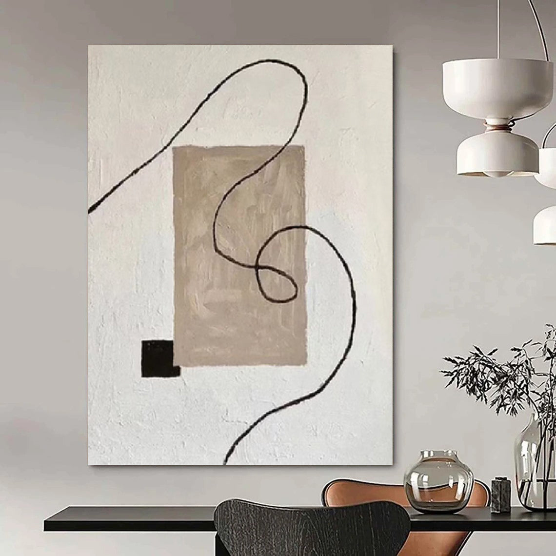 Whimsical Hand - Painted Textured Abstract for Dining Room & Hallway DKH1327