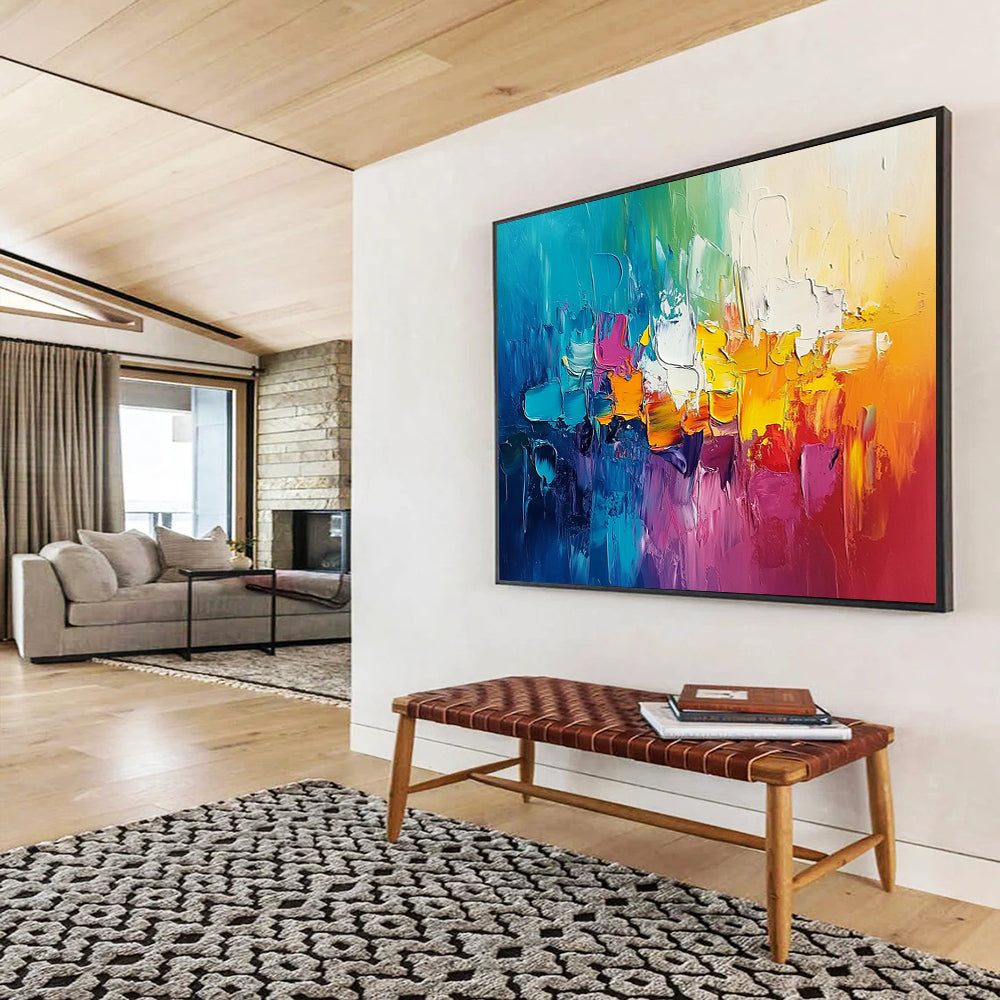 “Vibrant Abstract Blocks” - Colorful Palette, Abstract Block Shapes Painting On Canvas HB0857