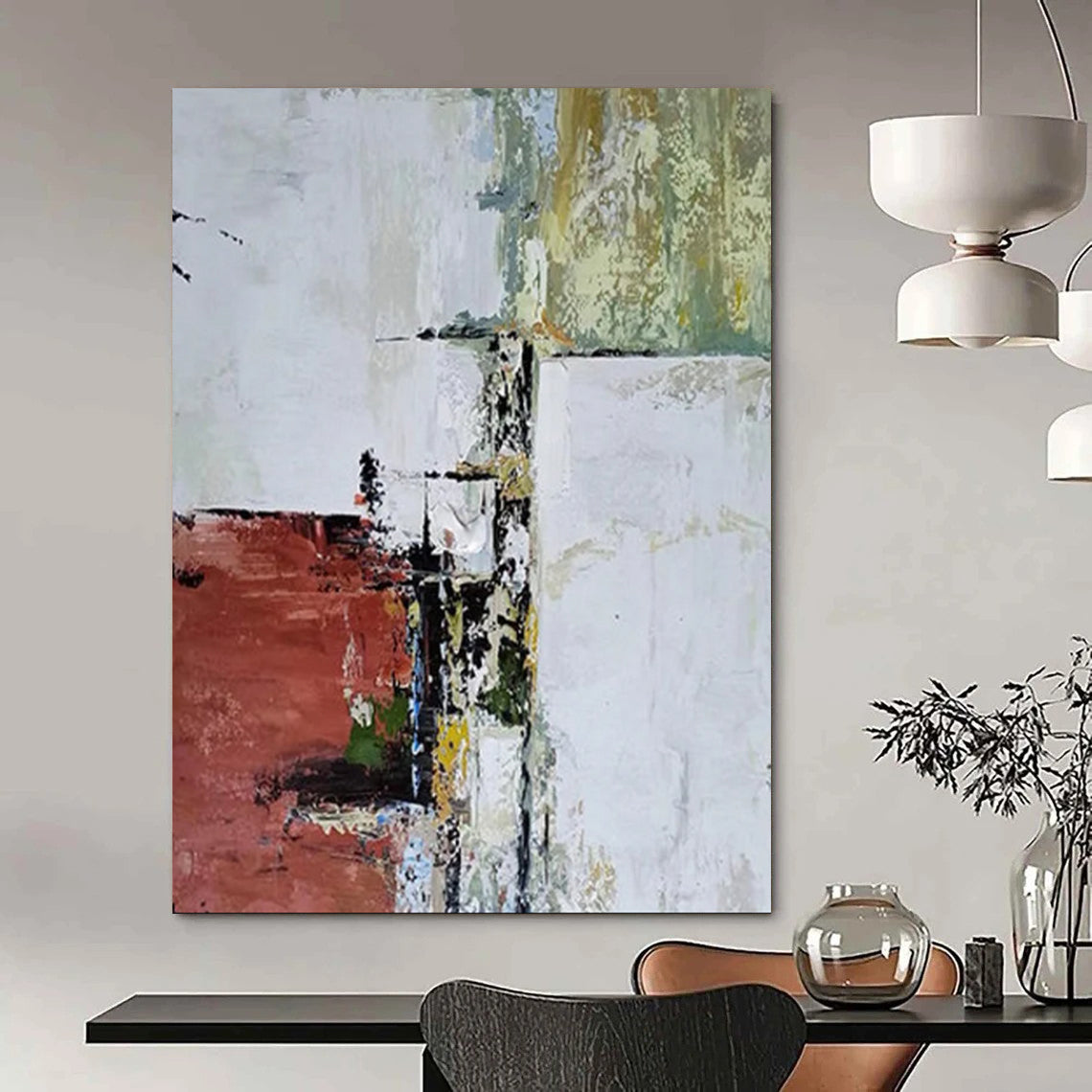 Grandiose Hand - Painted Textured Custom Abstract Art for Dining Room and Bar DTP039