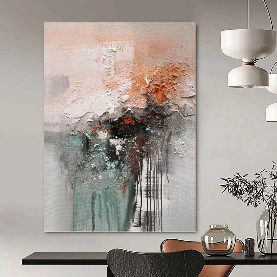 Uplifted Vertical Hand - Painted Textured Custom Abstract Ode for Living Room and Entryway DKH1564