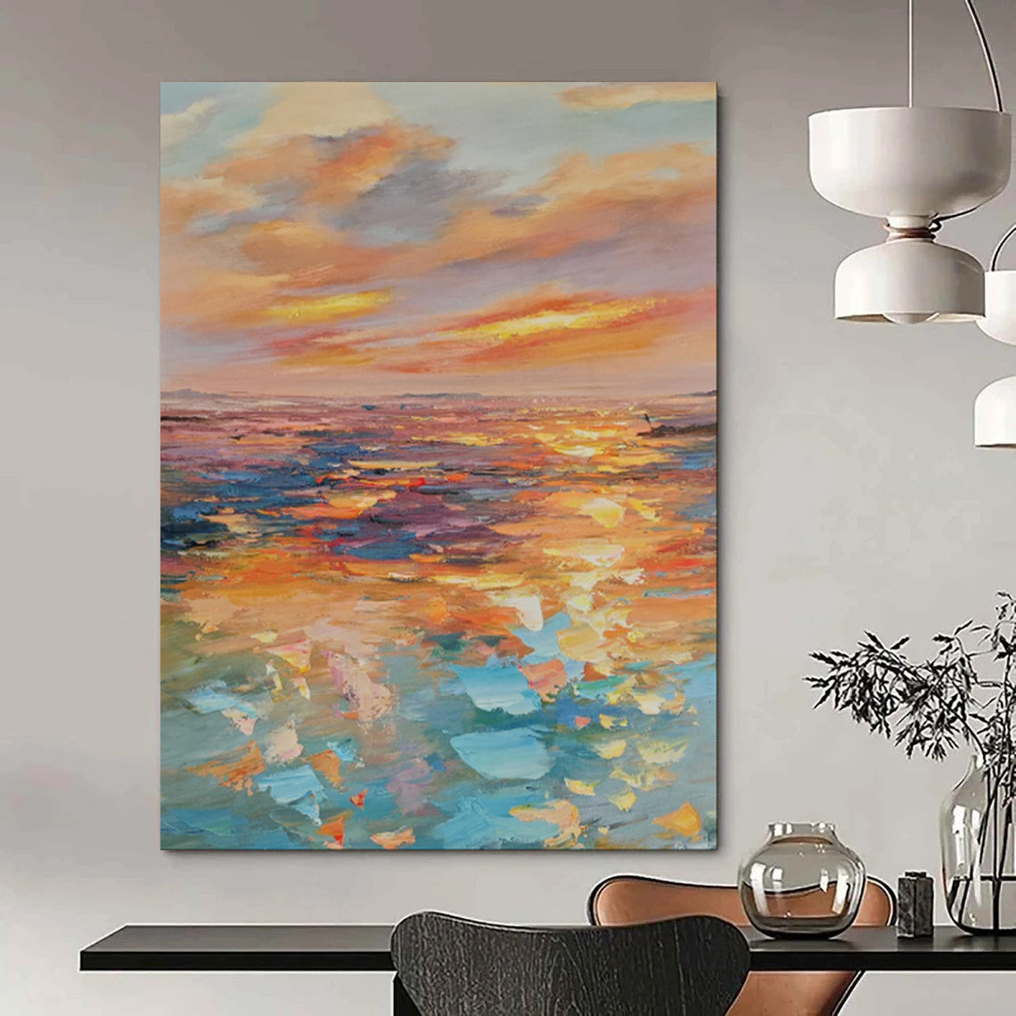 Hand-Painted Personalized Abstract Mural for Living Room & Office LargeART1898