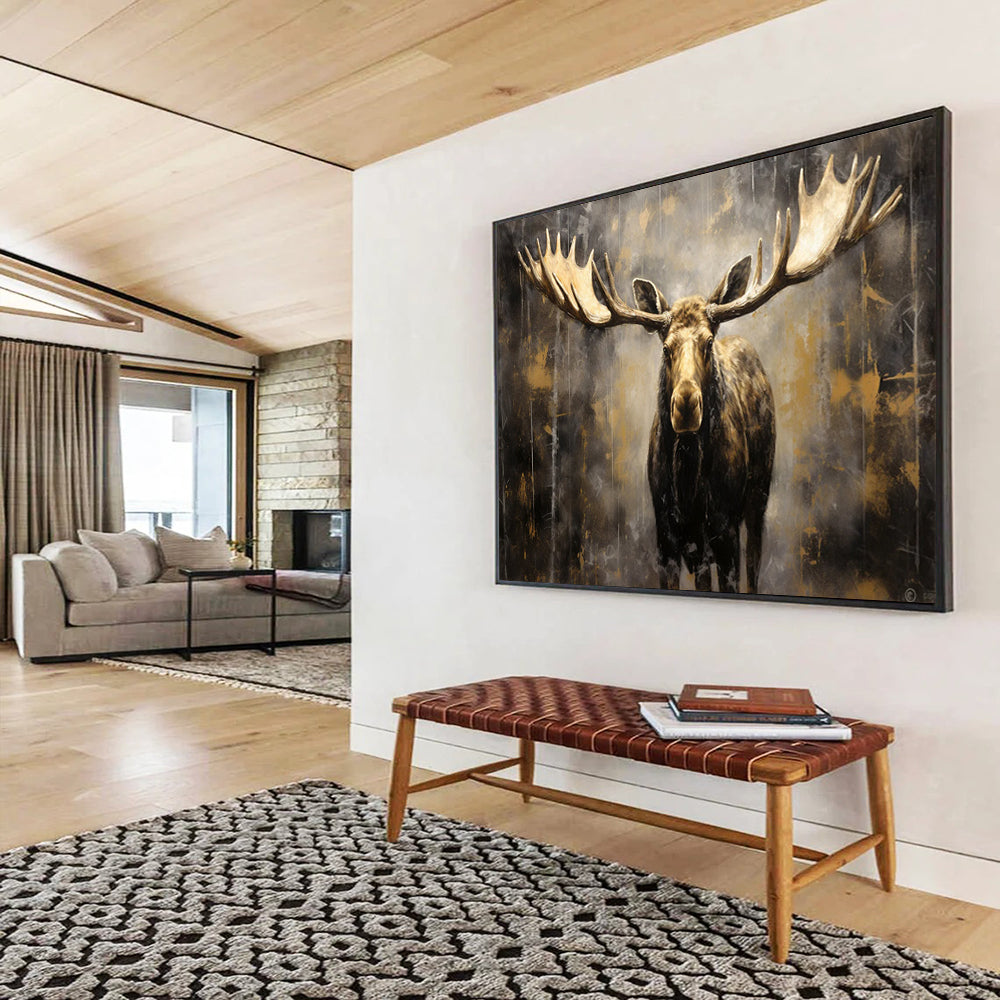Majestic Moose in Gold - Rustic Luxury Wall Art DLZ079