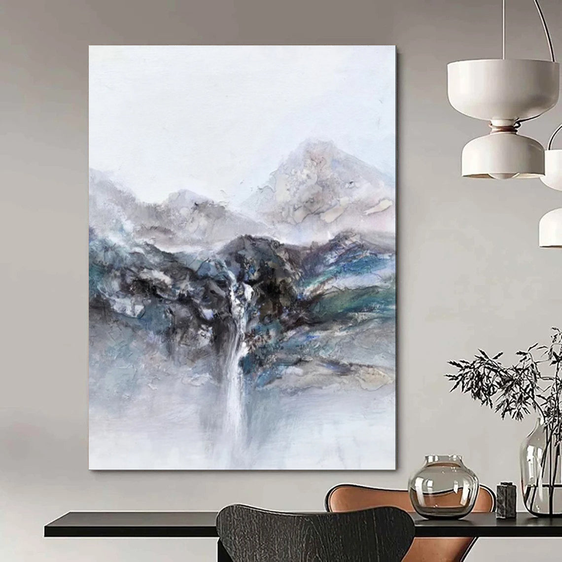Delicate & Intricate Hand-Painted Bespoke Abstract Painting for Office & Entryway LargeART1961