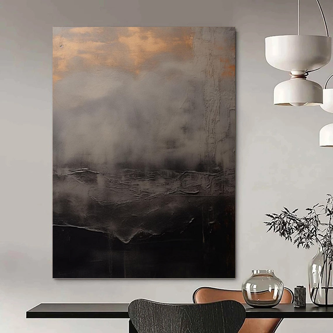 Custom Vertical Hand - Painted Textured Abstract Painting for Bedroom and Entryway DKH1662