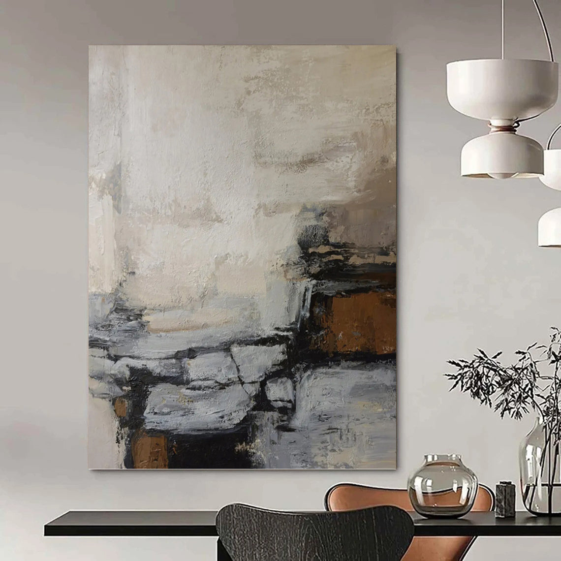 Large Hand - Painted Custom Textured Abstract Mural for Bar & Hotel Lobby DKH1007