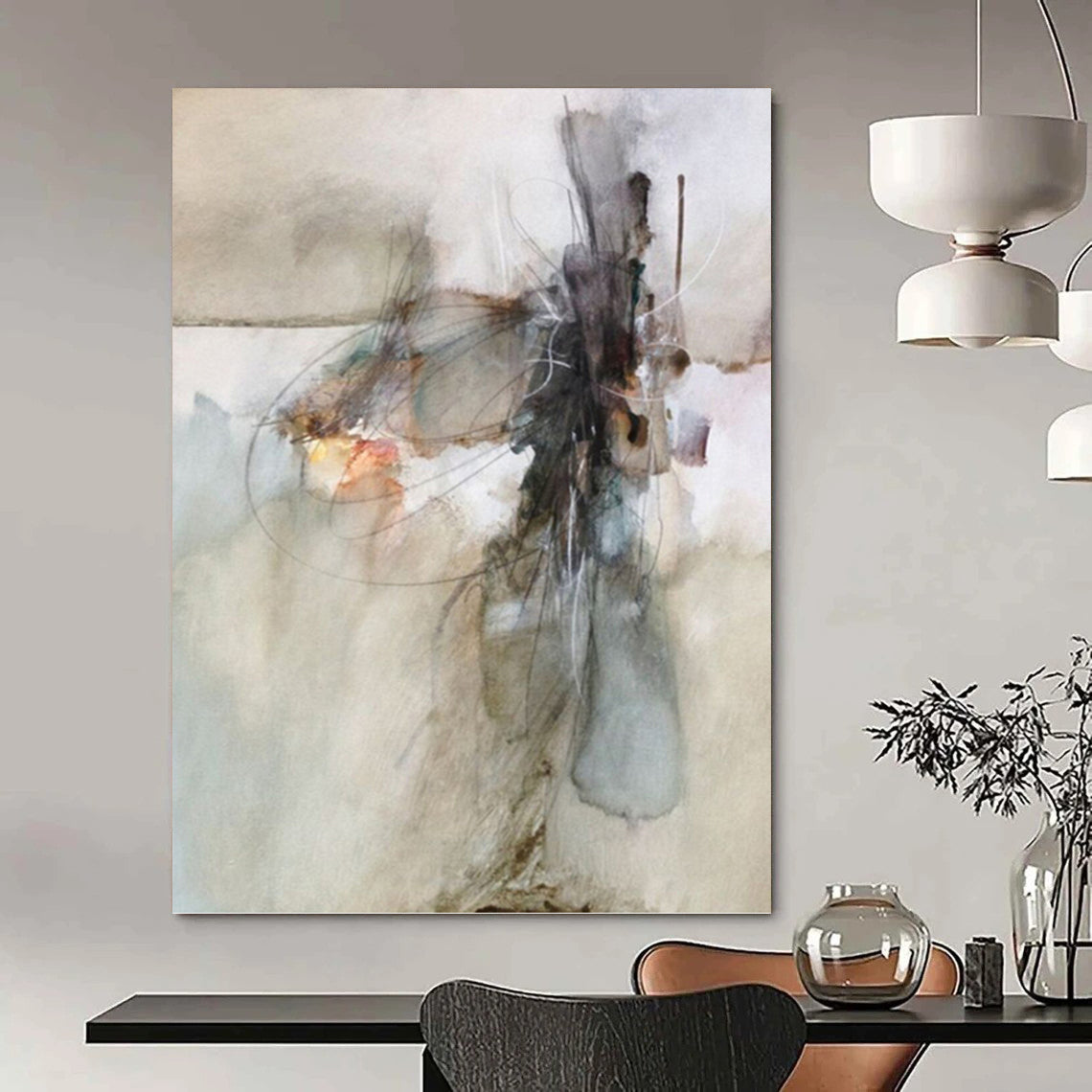 Serene Textured Abstract Mural for Bedroom & Hallway DKH0950