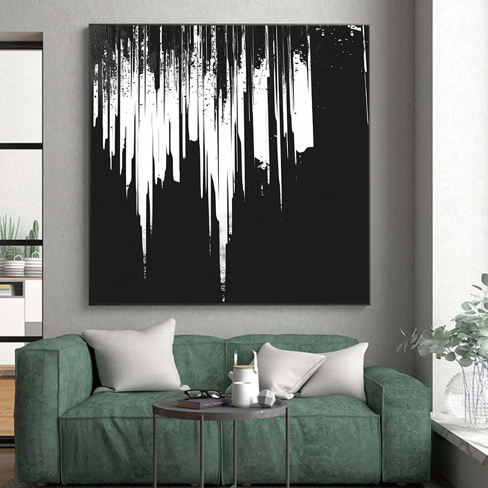 White Dripping with Texture "Rustic Drip" Painting On Canvas HB309