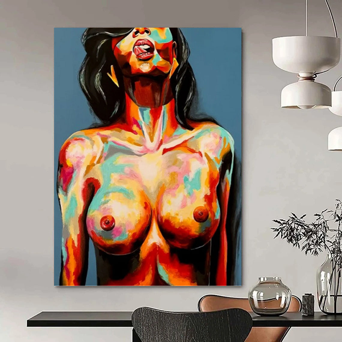 Custom Vertical Hand - Painted Abstract Art for Entryway and Hallway DKH1629