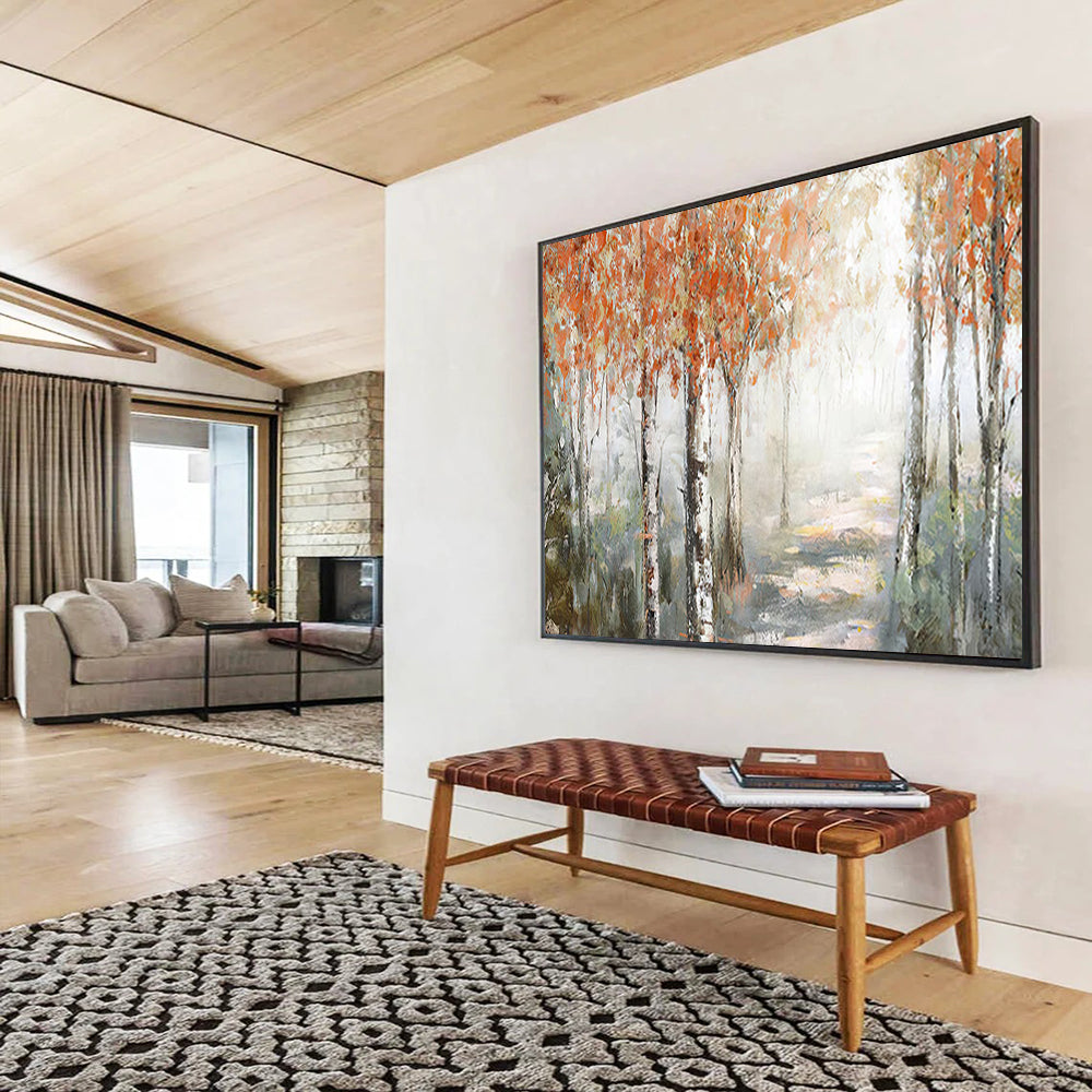Misty Autumn Birch Forest - Enchanting Bedroom or Office Art DLZ222