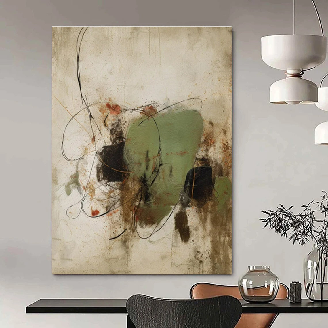 Oversized Hand-Painted Abstract Mural for Office & Hallway LargeART1462