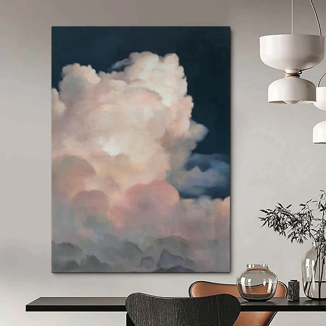 Organic & Fluid Hand-Painted Custom Abstract Painting for Office & Bar LargeART1975