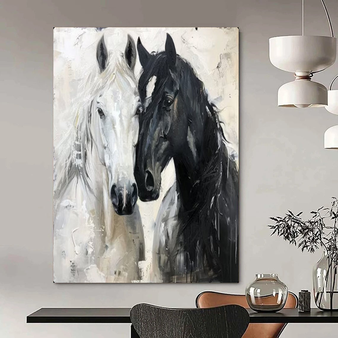 Hand-Painted Large-Scale Textured Abstract Canvas Art for Office & Dining Room LargeART2122