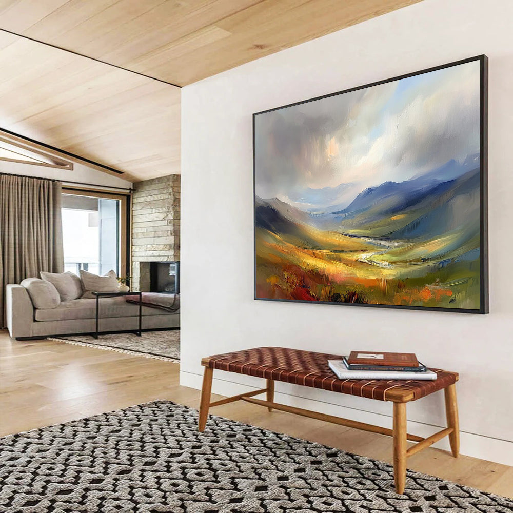 Colorful Mountain Landscape "Vivid Valleys" Painting On Canvas HB0663
