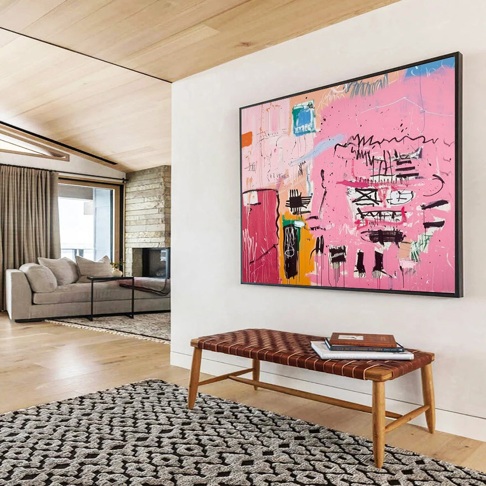 Bold Pink Abstract Expressionism - Modern Living Room or Office Focal Point DLZ198