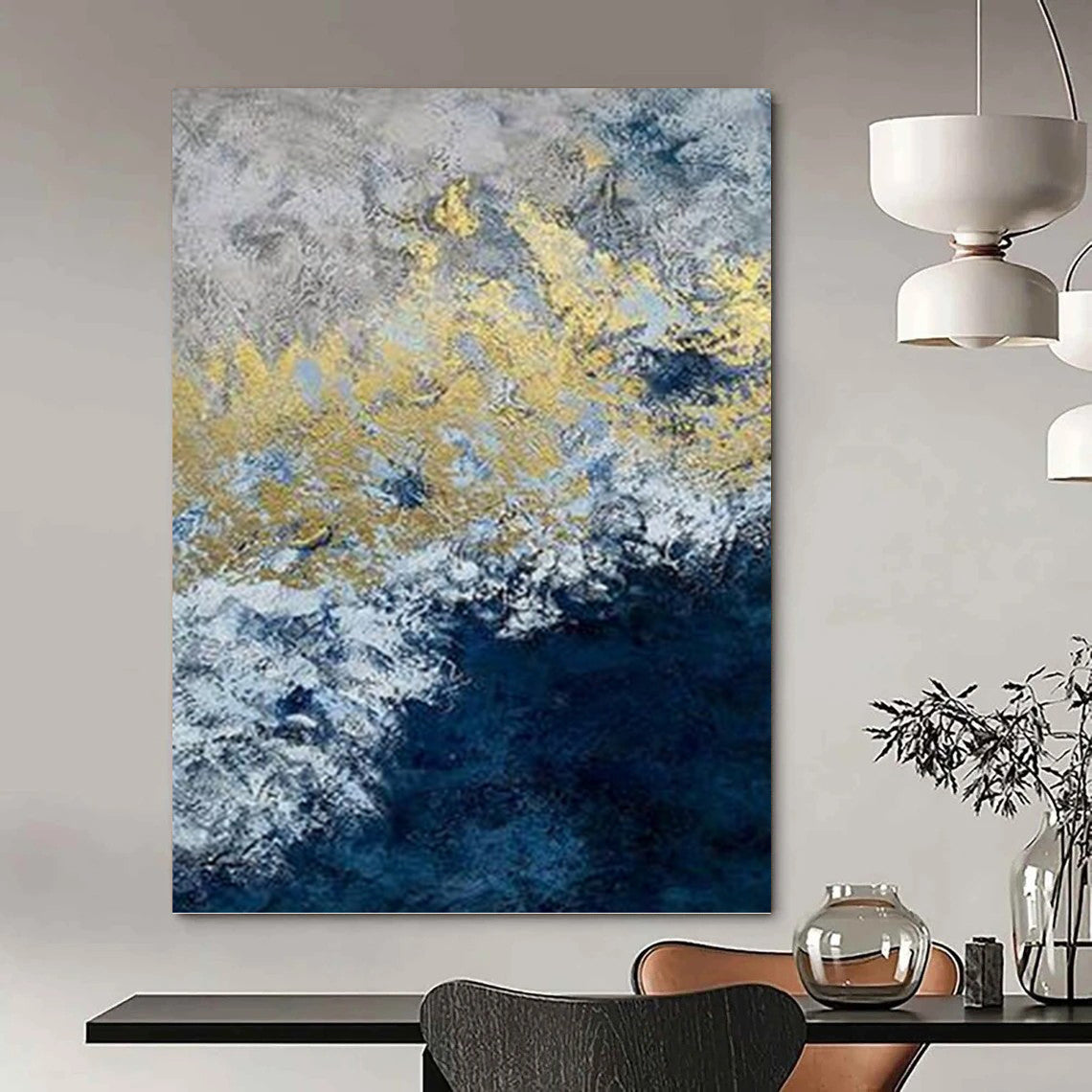 Towering Vertical Hand - Painted Custom Abstract Masterpiece with Textured Depth, Perfect for Bedroom and Office DKH1549
