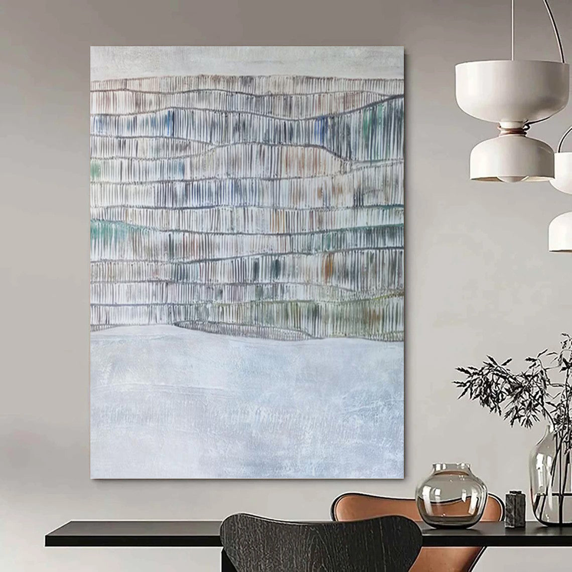 Colossal Hand - Painted Custom Textured Canvas Abstract for Hotel Lobby & Entryway DKH1043