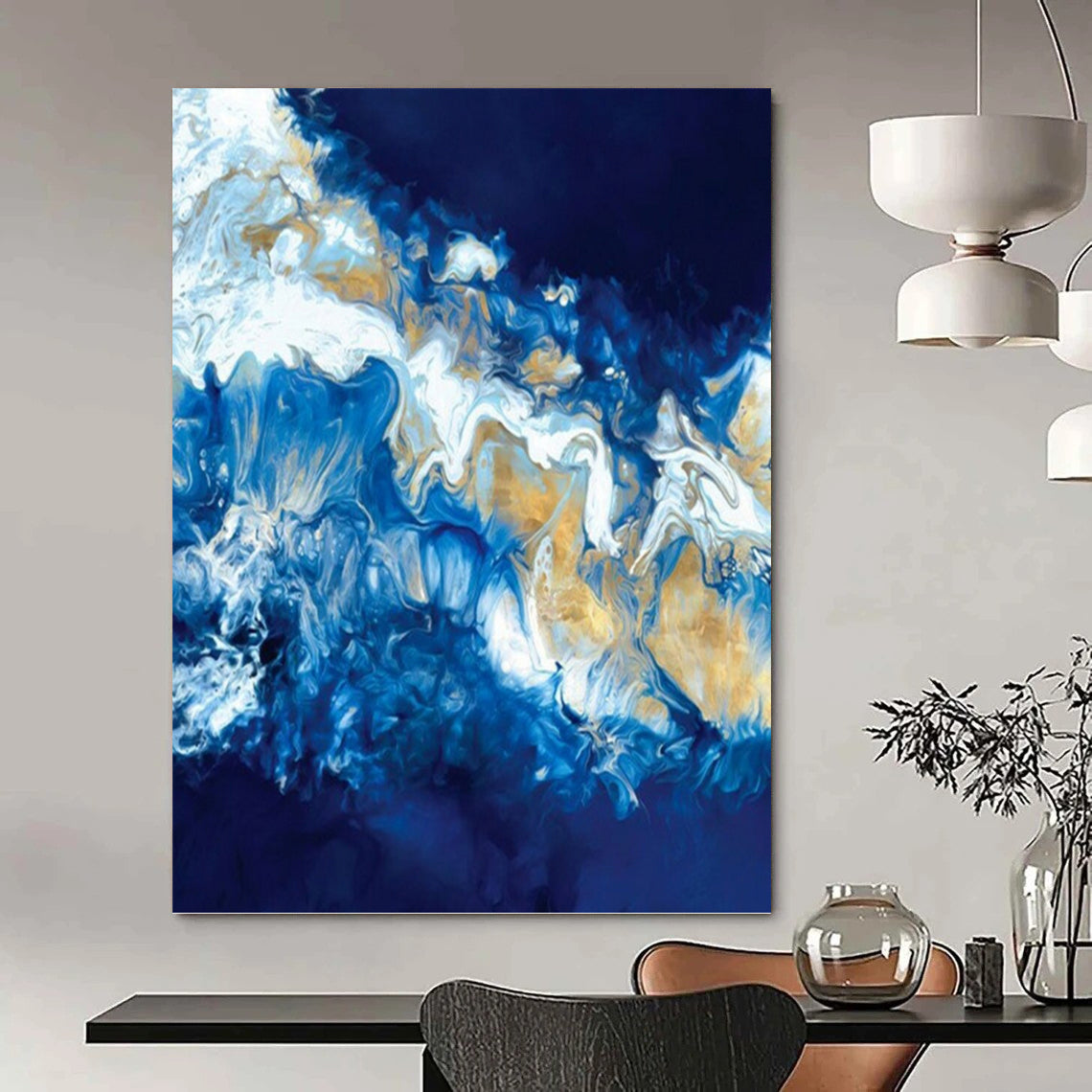 Vertical Hand - Painted Large Abstract Custom Work for Bedroom and Dining Room DKH1650