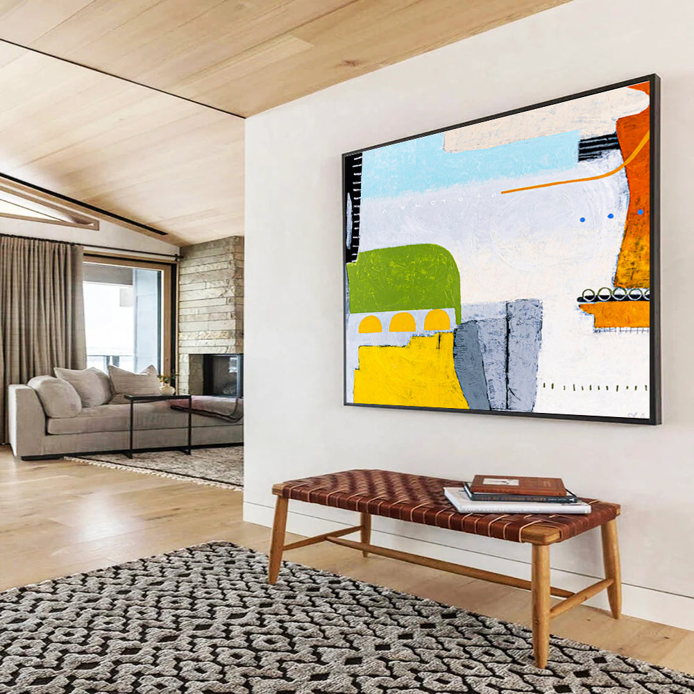 Large - Format Hand - Painted Abstract Painting for Entryway & Bedroom DKH545