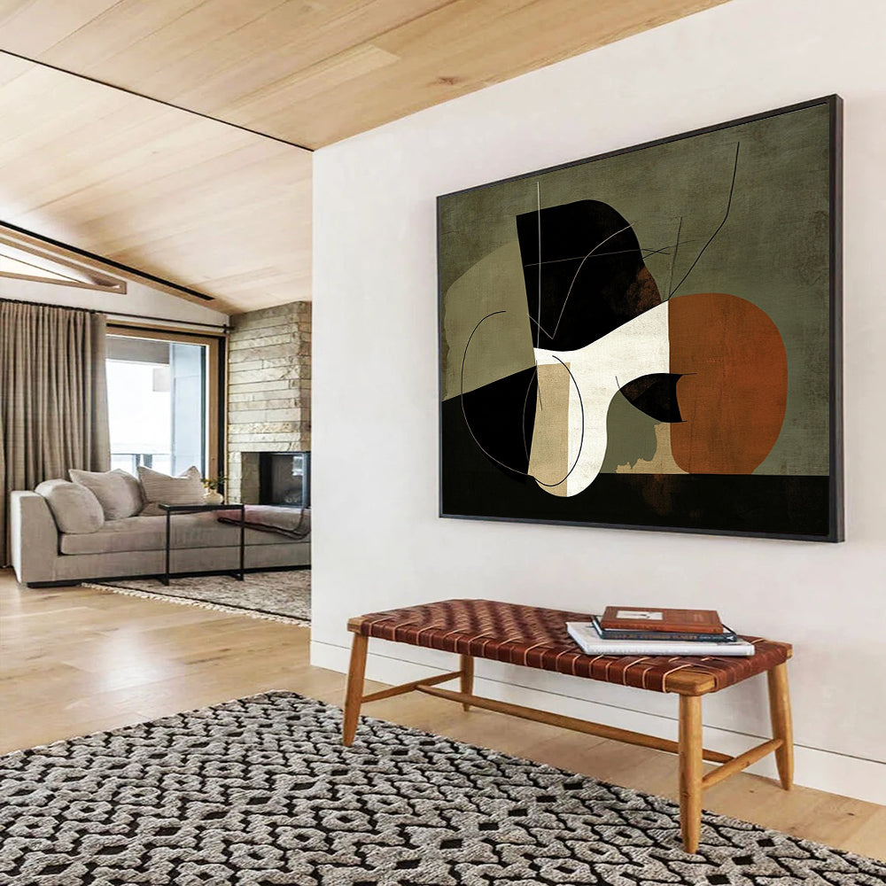 “Abstract Shapes Fusion” - Earthy Tones, Geometric Shapes and Lines - Abstract Acrylic Painting HB1750